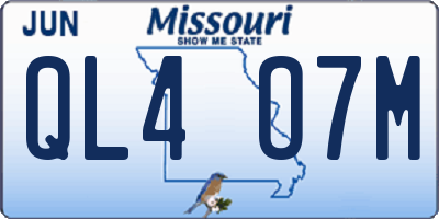 MO license plate QL4O7M