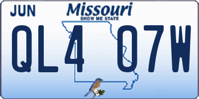 MO license plate QL4O7W