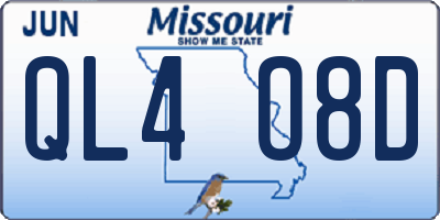 MO license plate QL4O8D