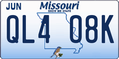 MO license plate QL4O8K