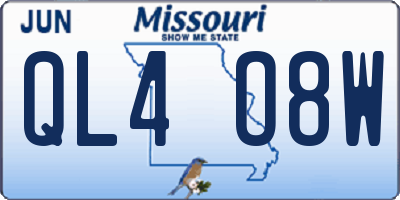 MO license plate QL4O8W