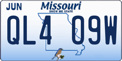 MO license plate QL4O9W