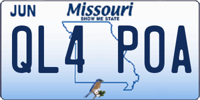 MO license plate QL4P0A