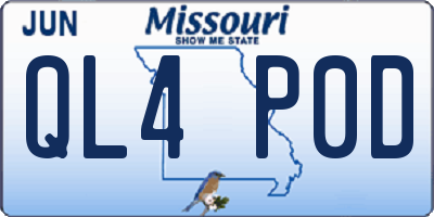 MO license plate QL4P0D