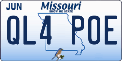 MO license plate QL4P0E