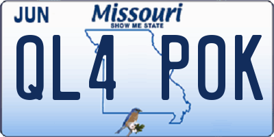 MO license plate QL4P0K