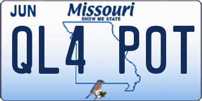 MO license plate QL4P0T
