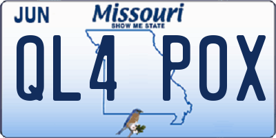 MO license plate QL4P0X