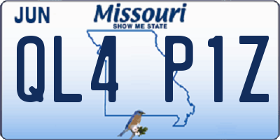 MO license plate QL4P1Z