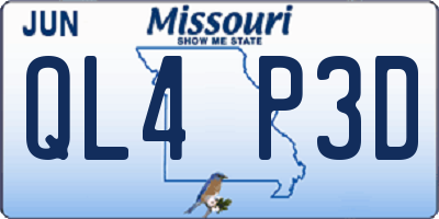 MO license plate QL4P3D