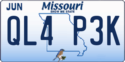 MO license plate QL4P3K