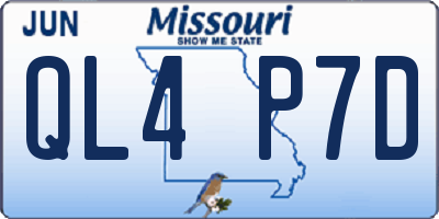 MO license plate QL4P7D