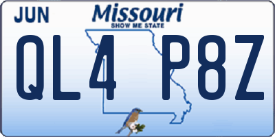 MO license plate QL4P8Z