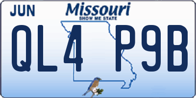 MO license plate QL4P9B