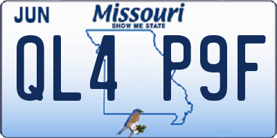 MO license plate QL4P9F