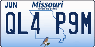 MO license plate QL4P9M