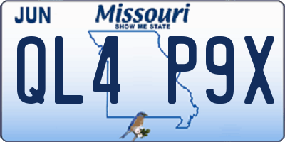 MO license plate QL4P9X