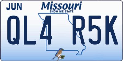 MO license plate QL4R5K