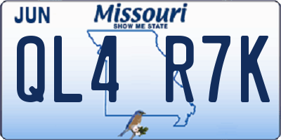 MO license plate QL4R7K