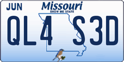 MO license plate QL4S3D