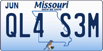 MO license plate QL4S3M