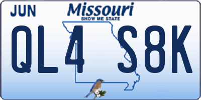 MO license plate QL4S8K
