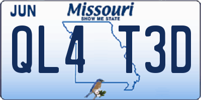 MO license plate QL4T3D