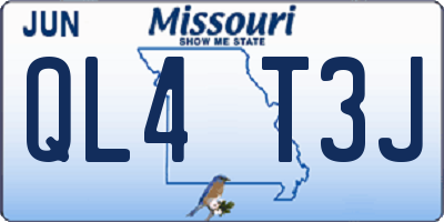 MO license plate QL4T3J