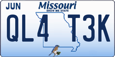 MO license plate QL4T3K