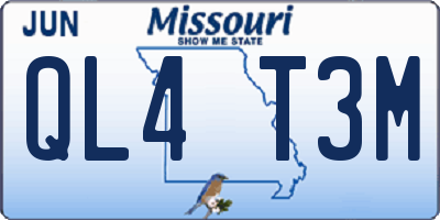 MO license plate QL4T3M