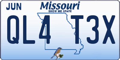 MO license plate QL4T3X