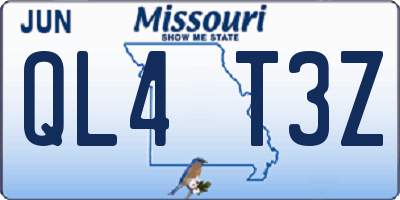 MO license plate QL4T3Z