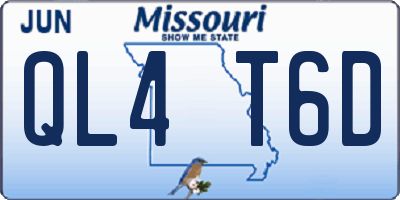 MO license plate QL4T6D