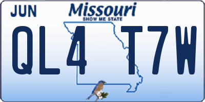 MO license plate QL4T7W