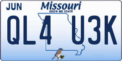 MO license plate QL4U3K