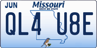 MO license plate QL4U8E