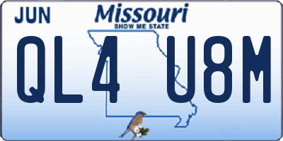 MO license plate QL4U8M