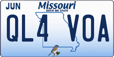 MO license plate QL4V0A