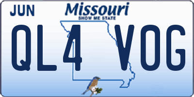 MO license plate QL4V0G