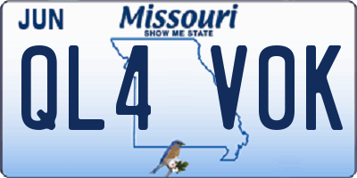 MO license plate QL4V0K