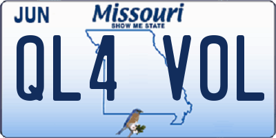 MO license plate QL4V0L