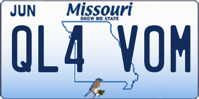 MO license plate QL4V0M
