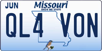 MO license plate QL4V0N