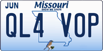 MO license plate QL4V0P