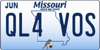 MO license plate QL4V0S
