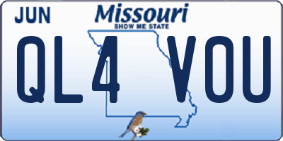 MO license plate QL4V0U