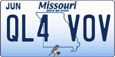 MO license plate QL4V0V