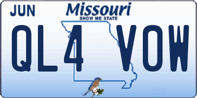 MO license plate QL4V0W