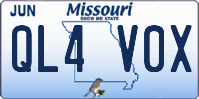 MO license plate QL4V0X