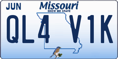 MO license plate QL4V1K